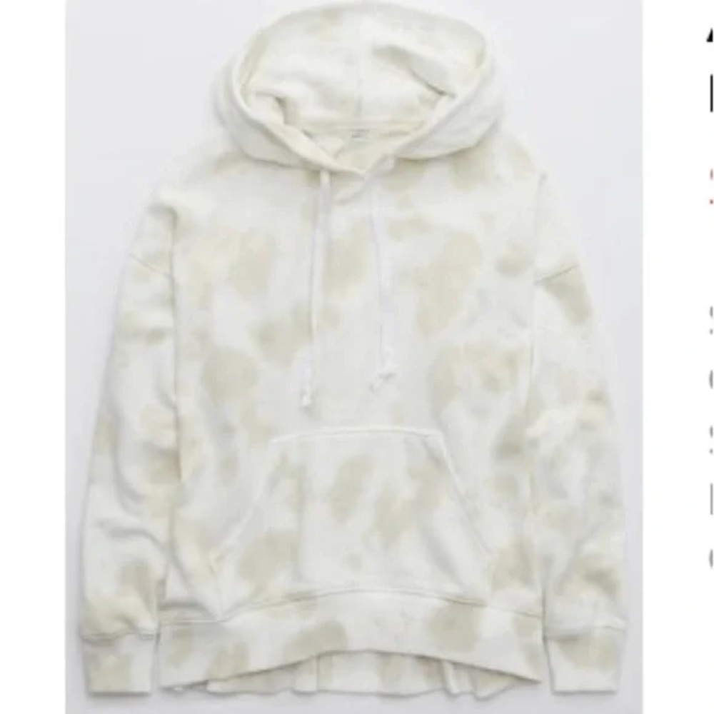 Aerie Cream Tie Dye Weekend Oversized Hoodie